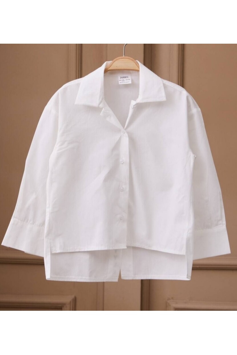 ARKA YIRTMAÇ DETAYLI POPLİN GÖMLEK