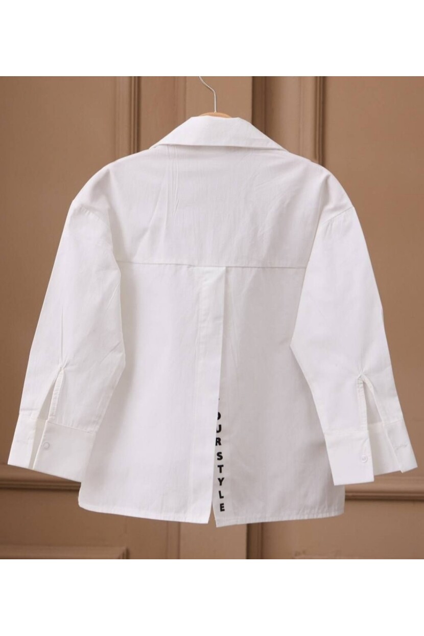 ARKA YIRTMAÇ DETAYLI POPLİN GÖMLEK