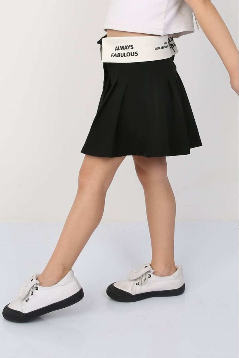 BEL KEMERİ BASKILI PİLELİ ETEK