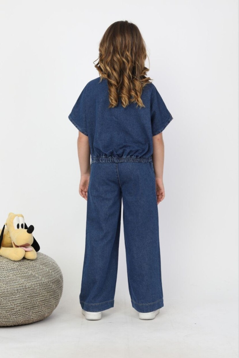 ÇİÇEK DETAYLI DENİM TAKIM