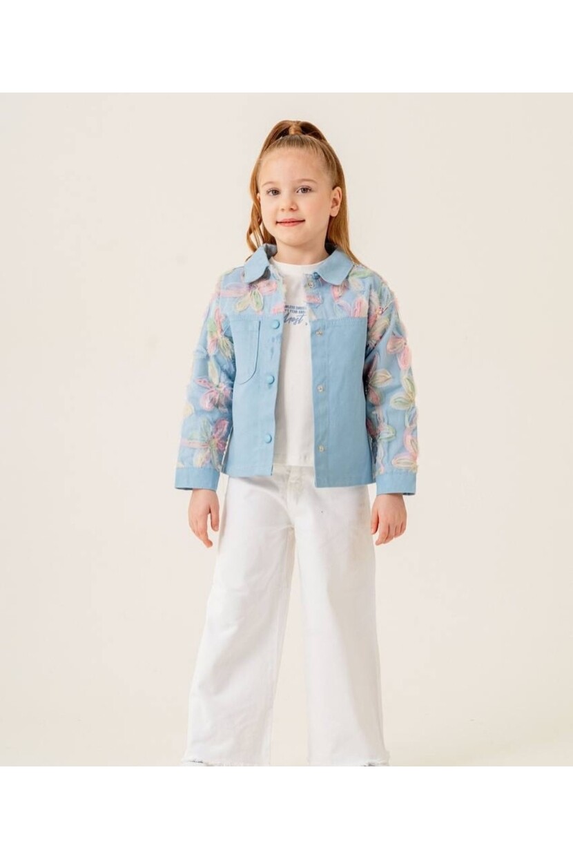 ÇİÇEK GARNİLİ CEKET TSHİRT TAKIM