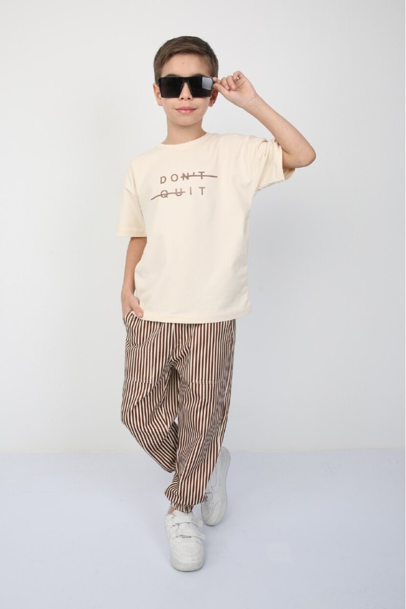 ÇİZGİLİ DOKUMA PANTOLONLU TAKIM