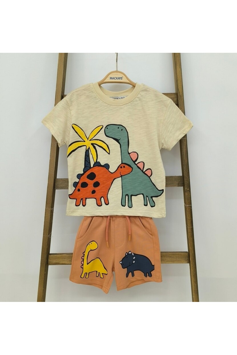 ERKEK DİNAZOR DESENLİ ŞORTLU TAKIM