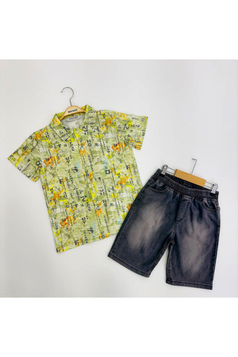 ERKEK GÖMLEKLİ DENİM ŞORTLU TAKIM