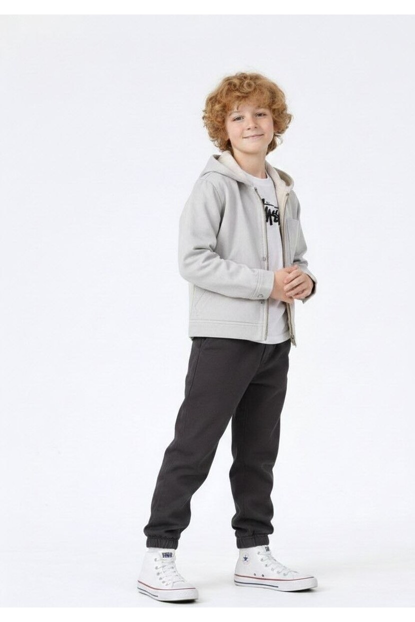 ERKEK KAPŞONLU GABARDİN KUMAŞ 3LÜ TAKIM