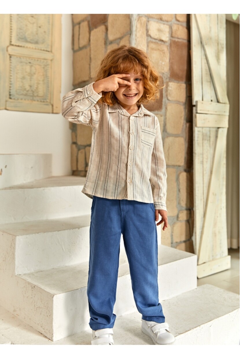 Erkek Keten Gömlekli Takım