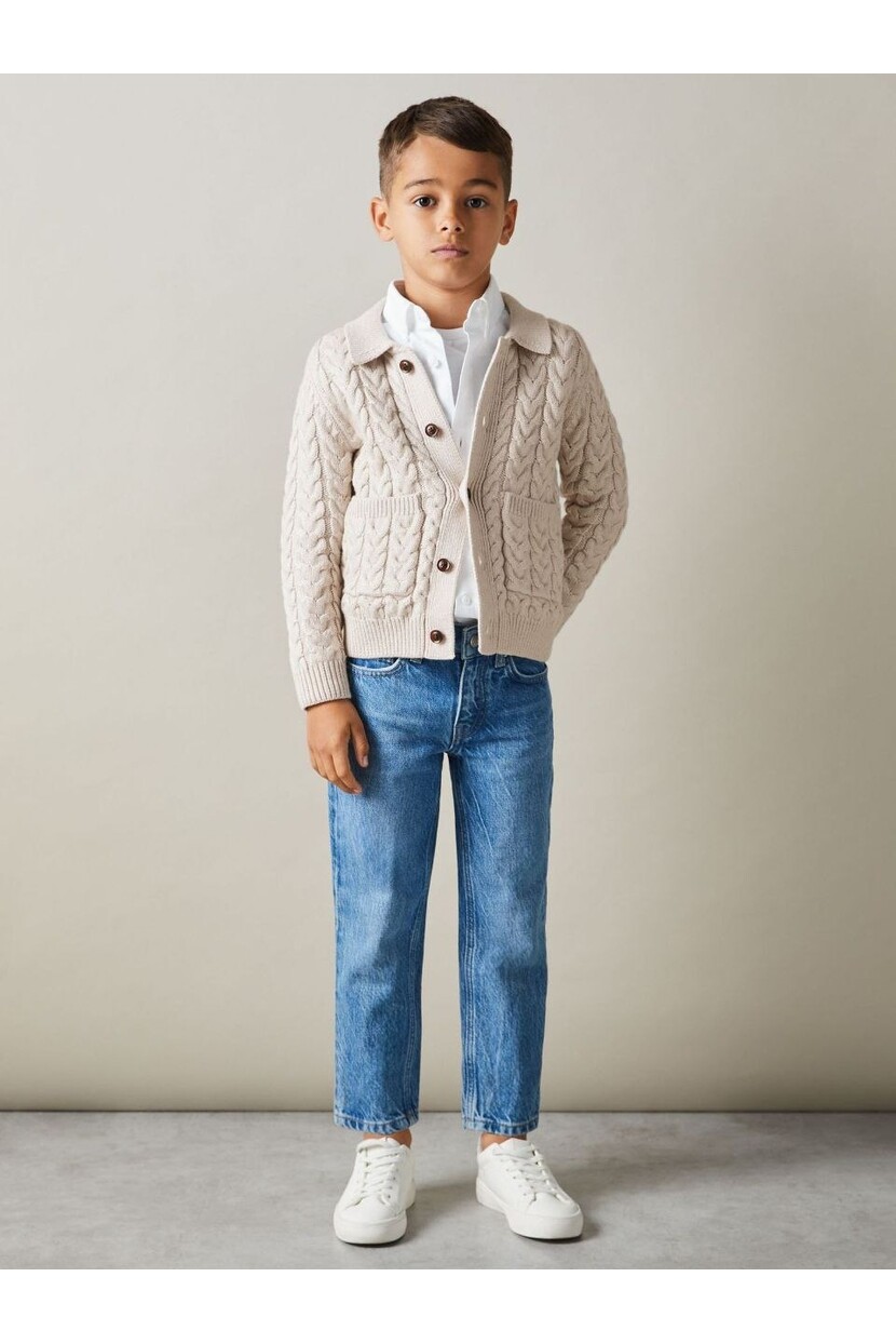 ERKEK ÖRGÜ DESENLİ YAKA DETAYLI TRİKO HIRKA