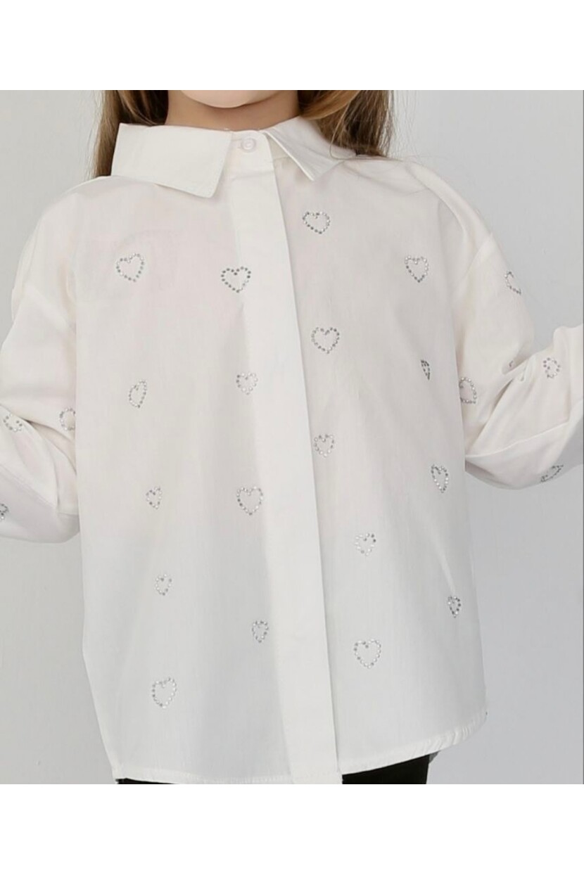 KALPLİ TAŞ DETAYLI POPLİN GÖMLEK