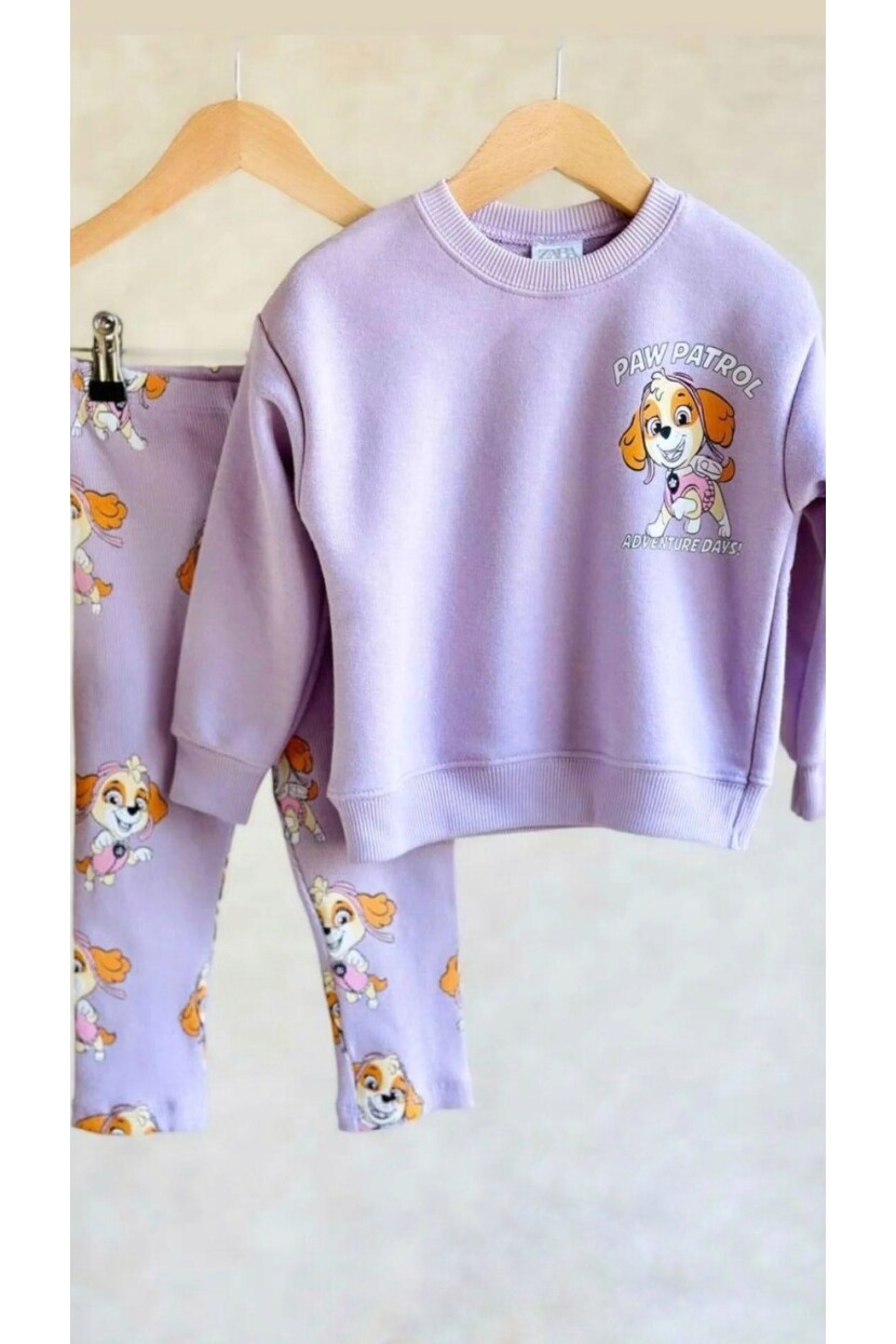 KIZ 3 İPLİK PAW PETROL DESENLİ TAYTLI TAKIM