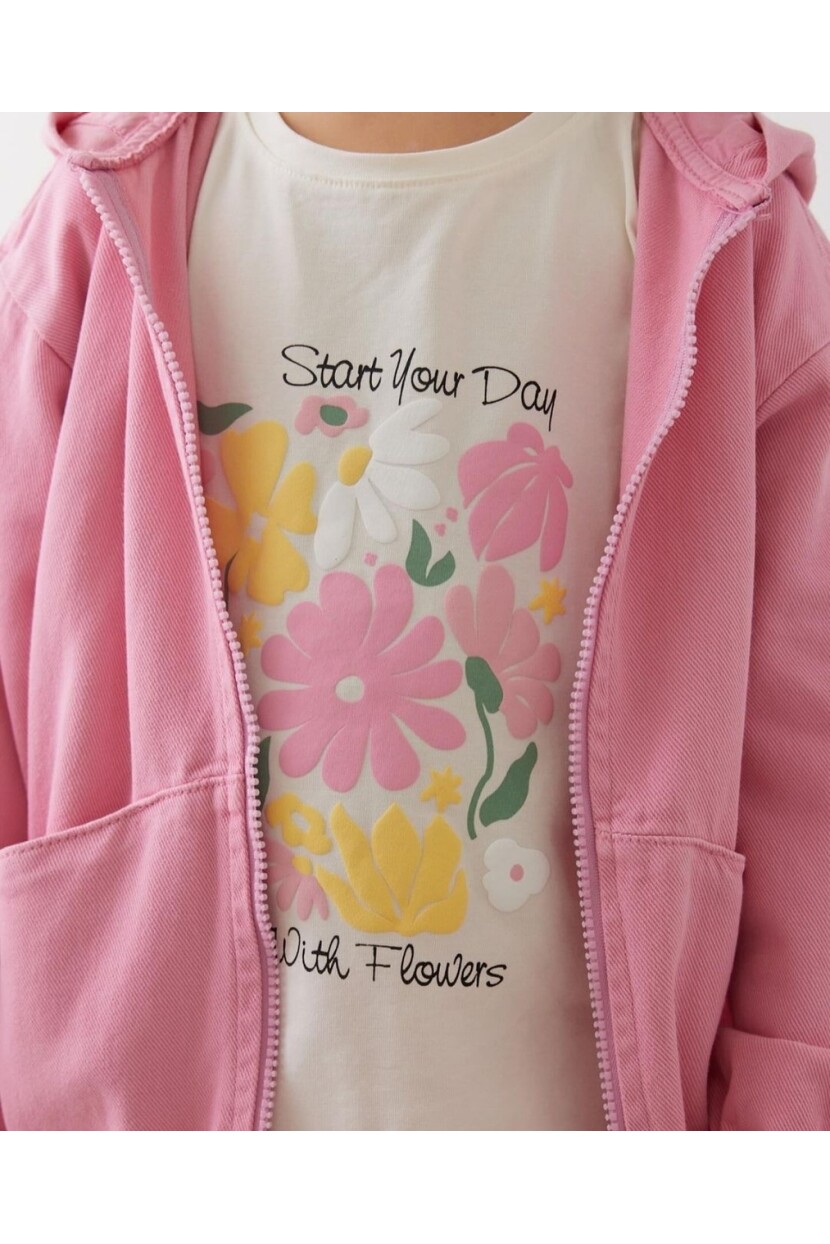 KIZ ÜÇLÜ DOKUMA CEKET-TSHIRT-PANTOLON TAKIM