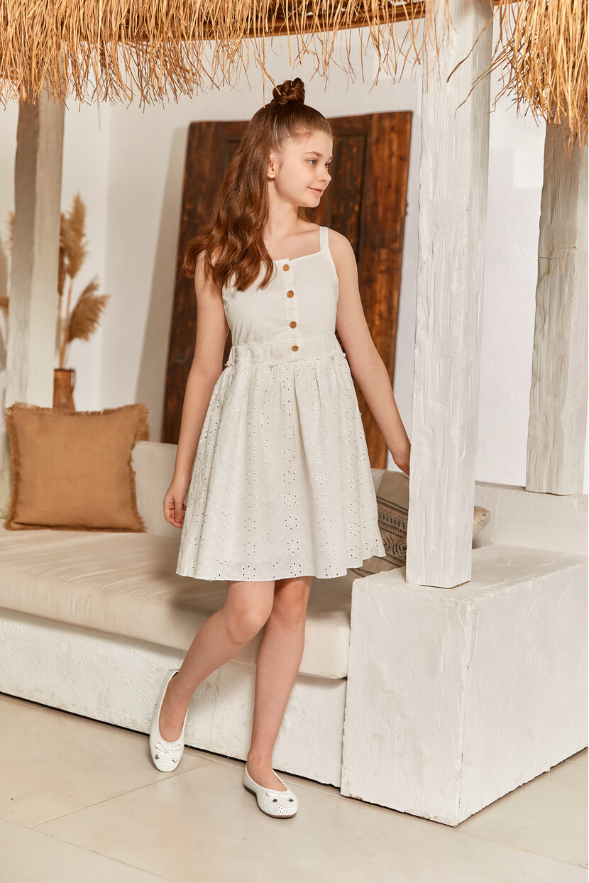 KIZ ASKILI BEYAZ ELBİSE