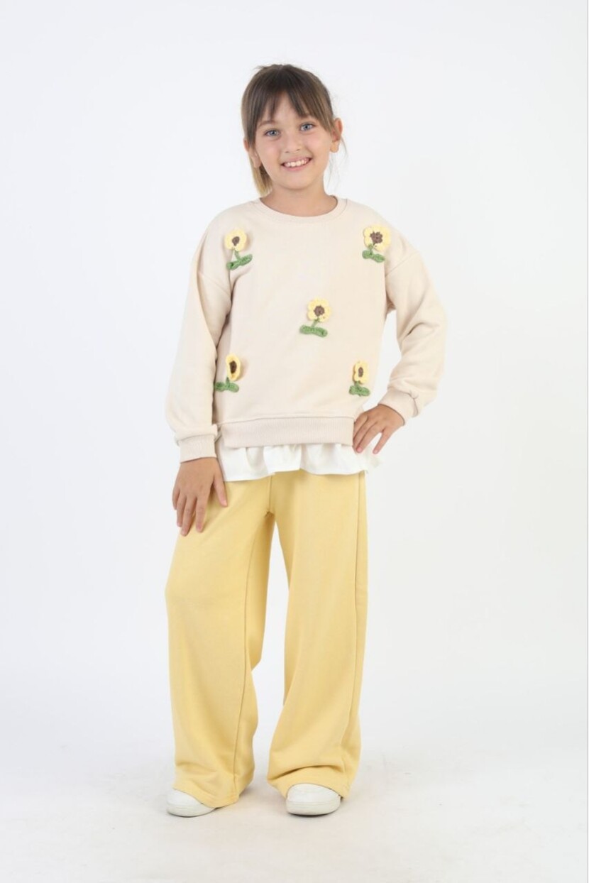 KIZ AYÇİÇEK DETAYLI EŞOFMAN TAKIMI