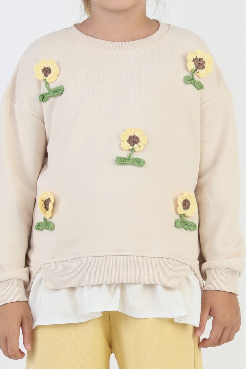 KIZ AYÇİÇEK DETAYLI EŞOFMAN TAKIMI