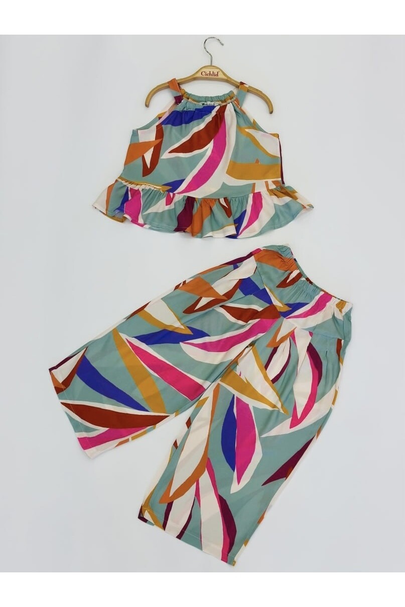 KIZ BASKILI HALTER YAKA TAKIM