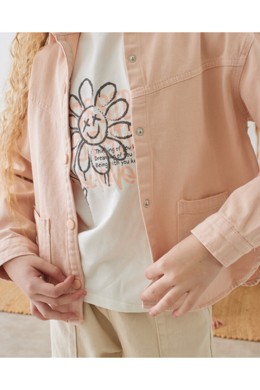 KIZ ÇİÇEK DESENLİ CEKET-TSHIRT İKİLİ TAKIM