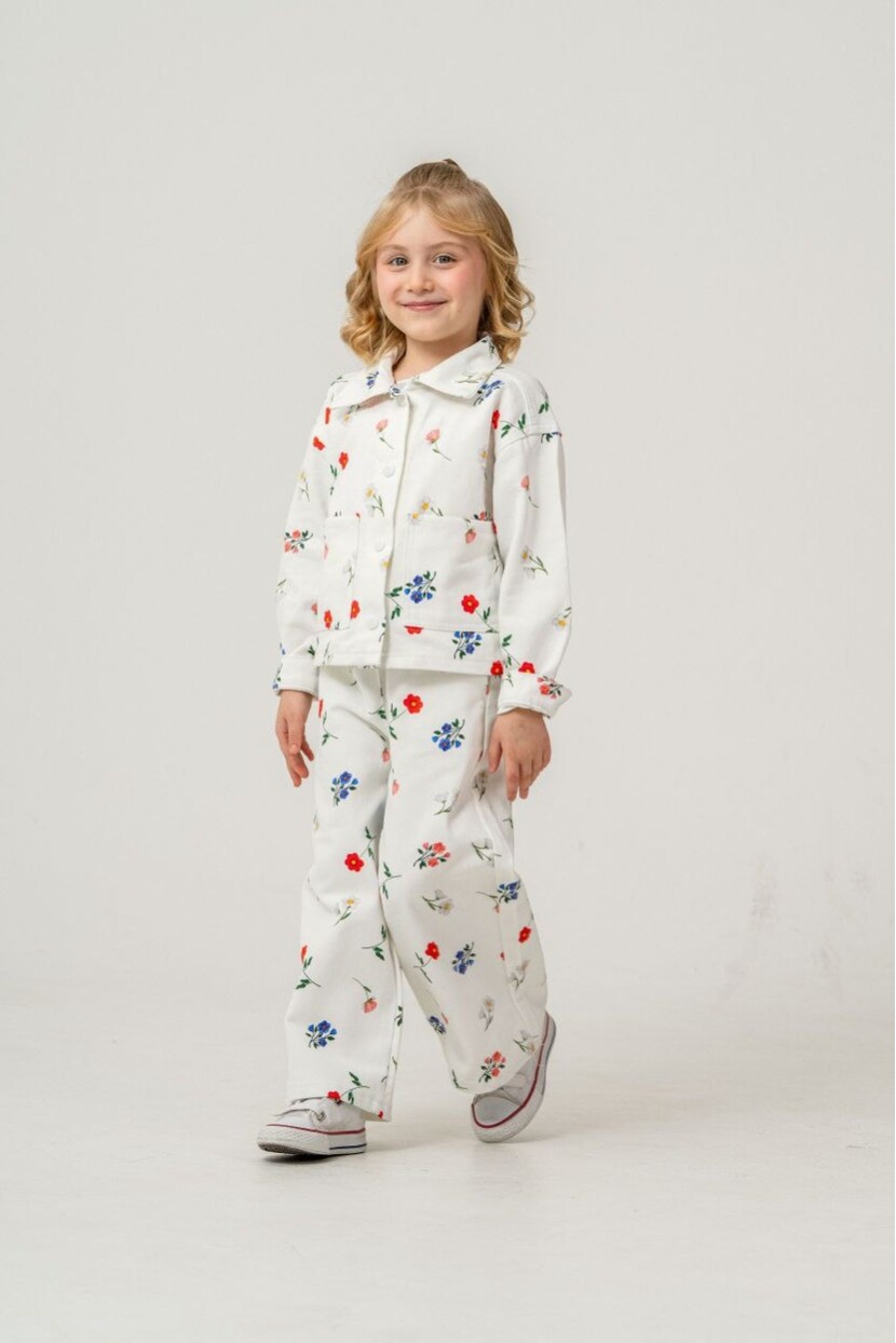 KIZ ÇİÇEK DESENLİ DOKUMA TAKIM