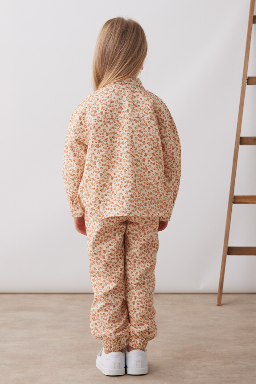 KIZ ÇİÇEK DESENLİ DOKUMA ÜÇLÜ TAKIM