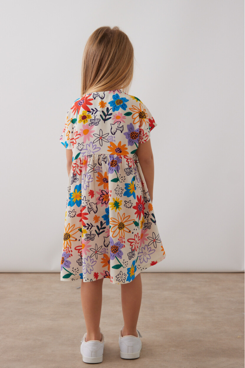 KIZ ÇİÇEK DESENLİ ELBİSE