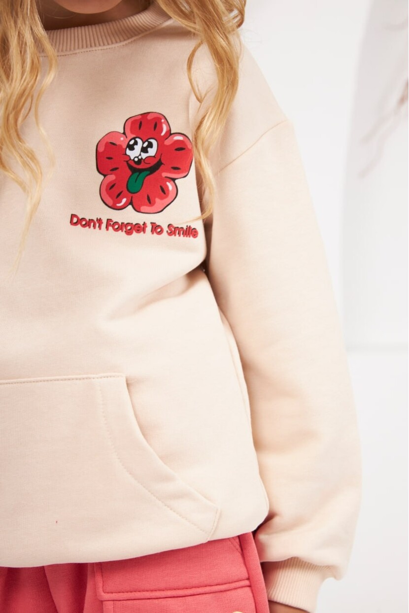 KIZ ÇİÇEK DESENLİ EŞOFMAN TAKIMI