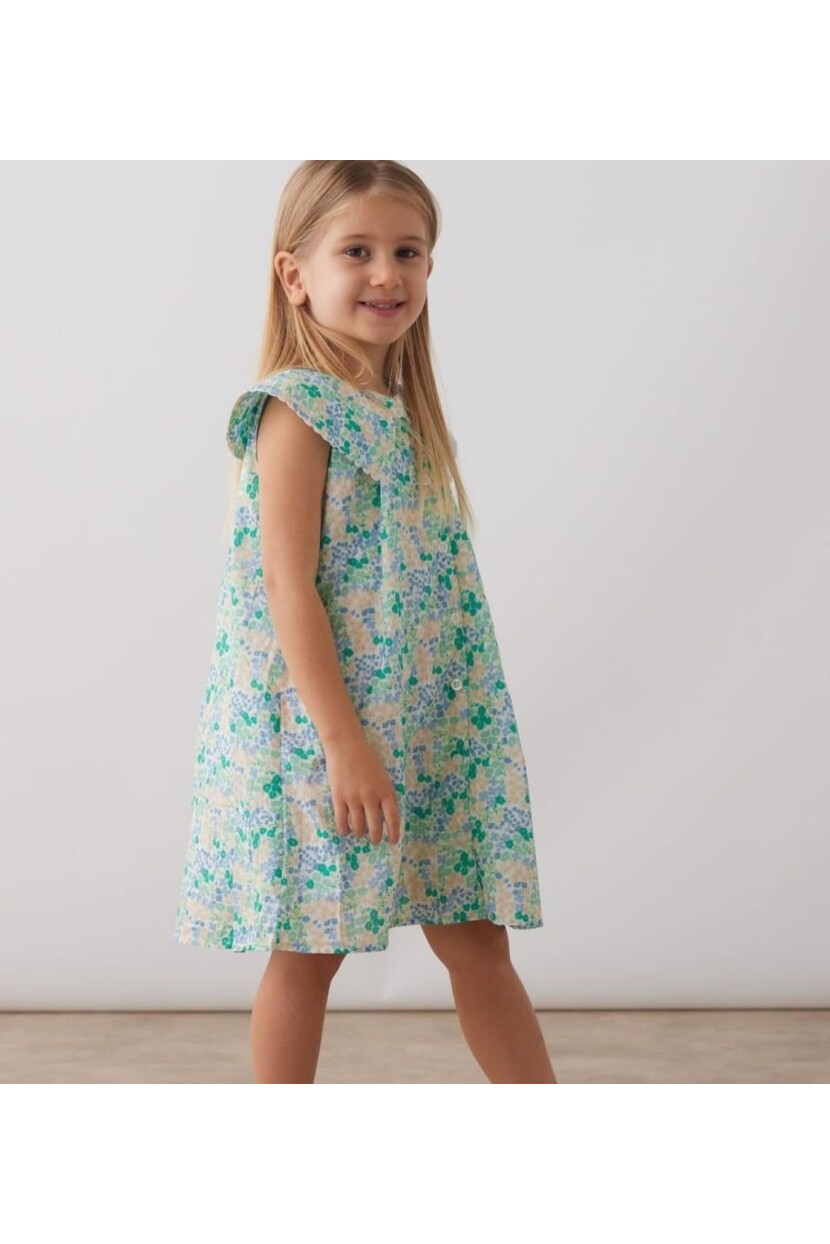 KIZ ÇİÇEK DESENLİ POPLİN ELBİSE