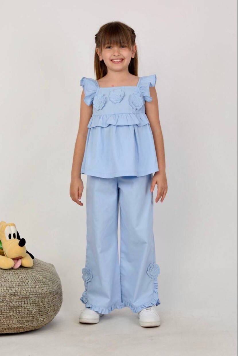 KIZ ÇİÇEK DETAYLI DOKUMA TAKIM