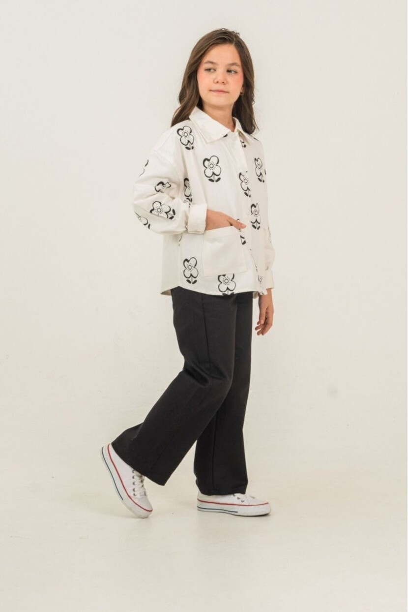 KIZ ÇİÇEK SÜSLEMELİ DOKUMA TAKIM