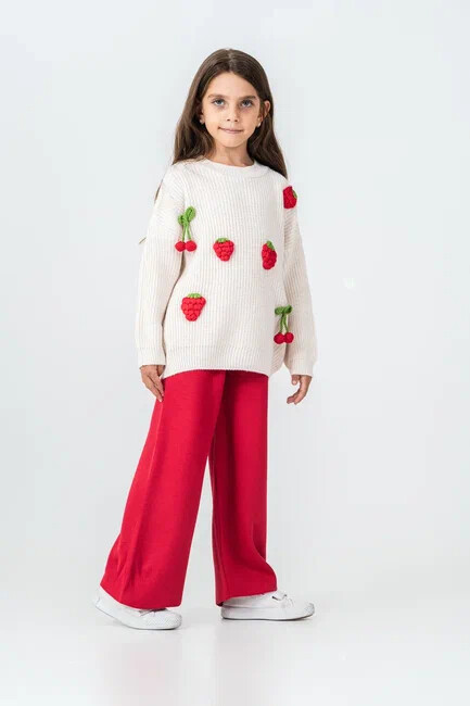 KIZ ÇİLEKLİ KİRAZLI  TRİKO TAKIM