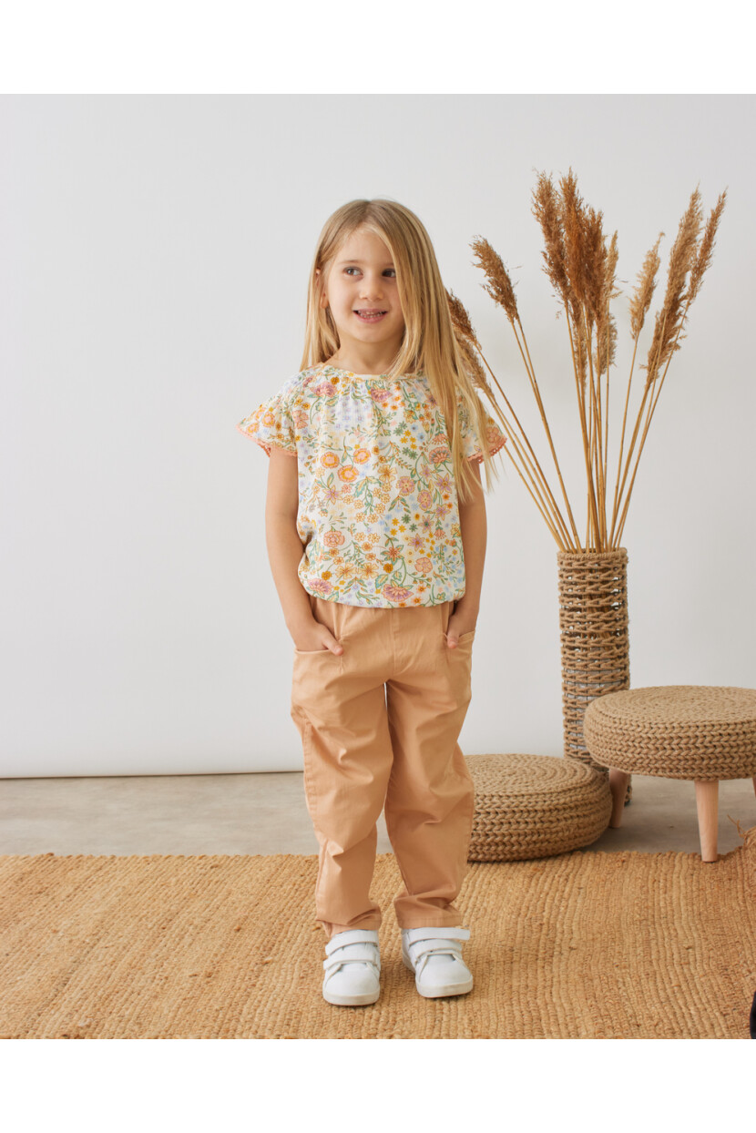 KIZ ÇITIR ÇİÇEK DESENLİ GÖMLEKLİ TAKIM