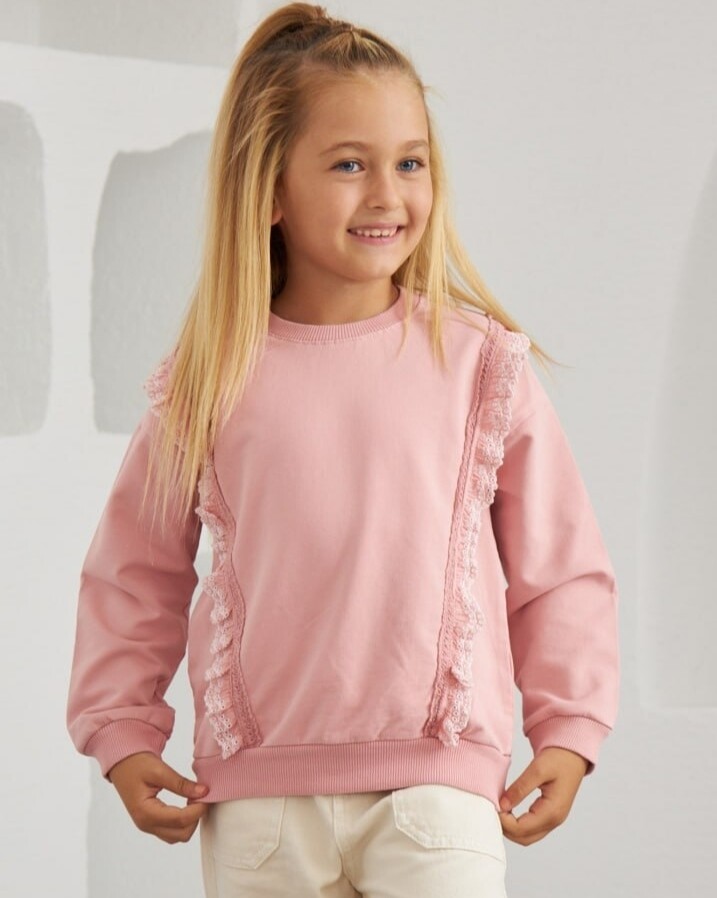 KIZ DANTEL DESENLİ SWEATSHİRT