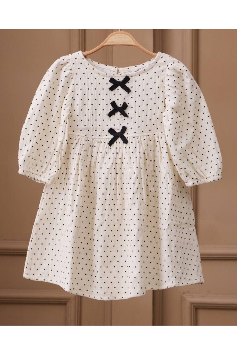KIZ FİYONK DETAYLI MÜSLİN ELBİSE