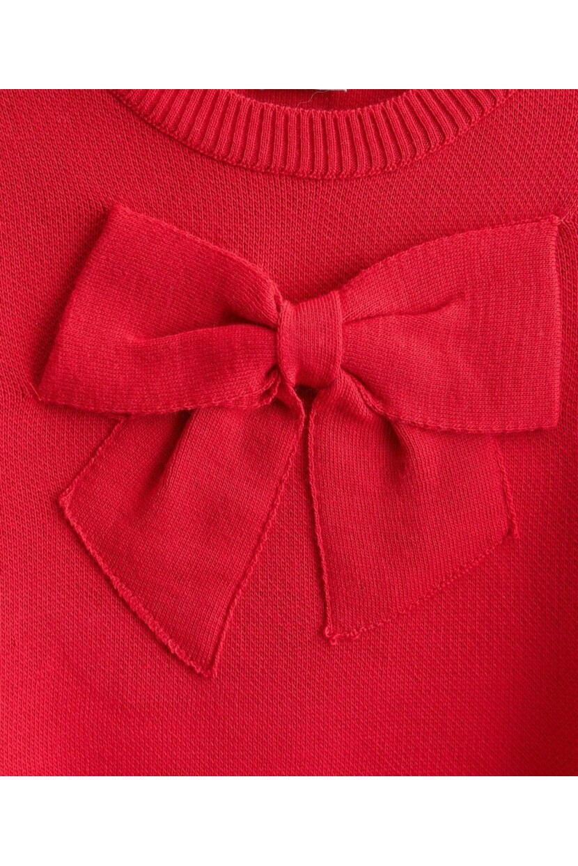 KIZ FİYONK DETAYLI  KIRMIZI TRİKO TAKIM
