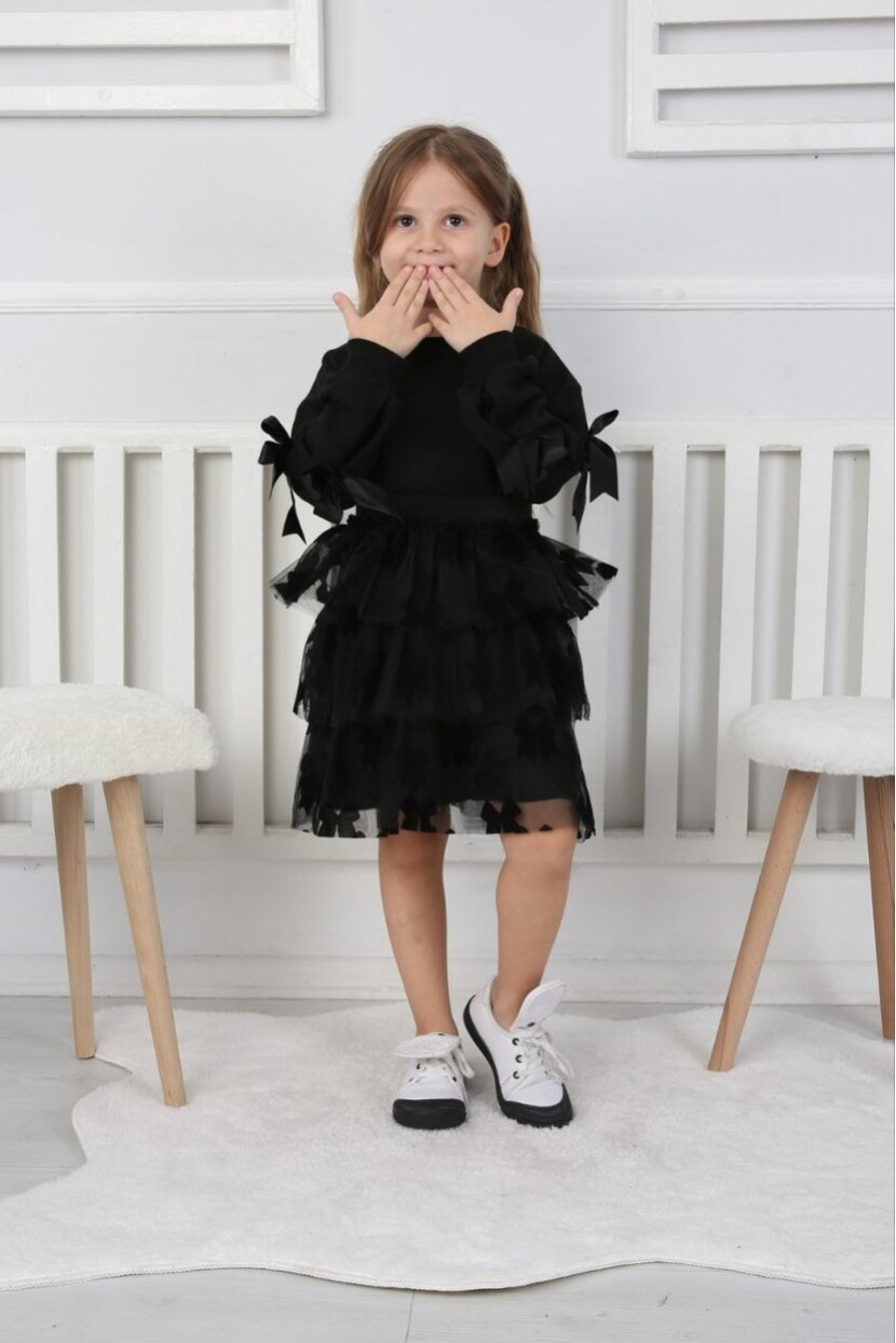 KIZ FİYONK DETAYLI TÜL ETEKLİ TAKIM