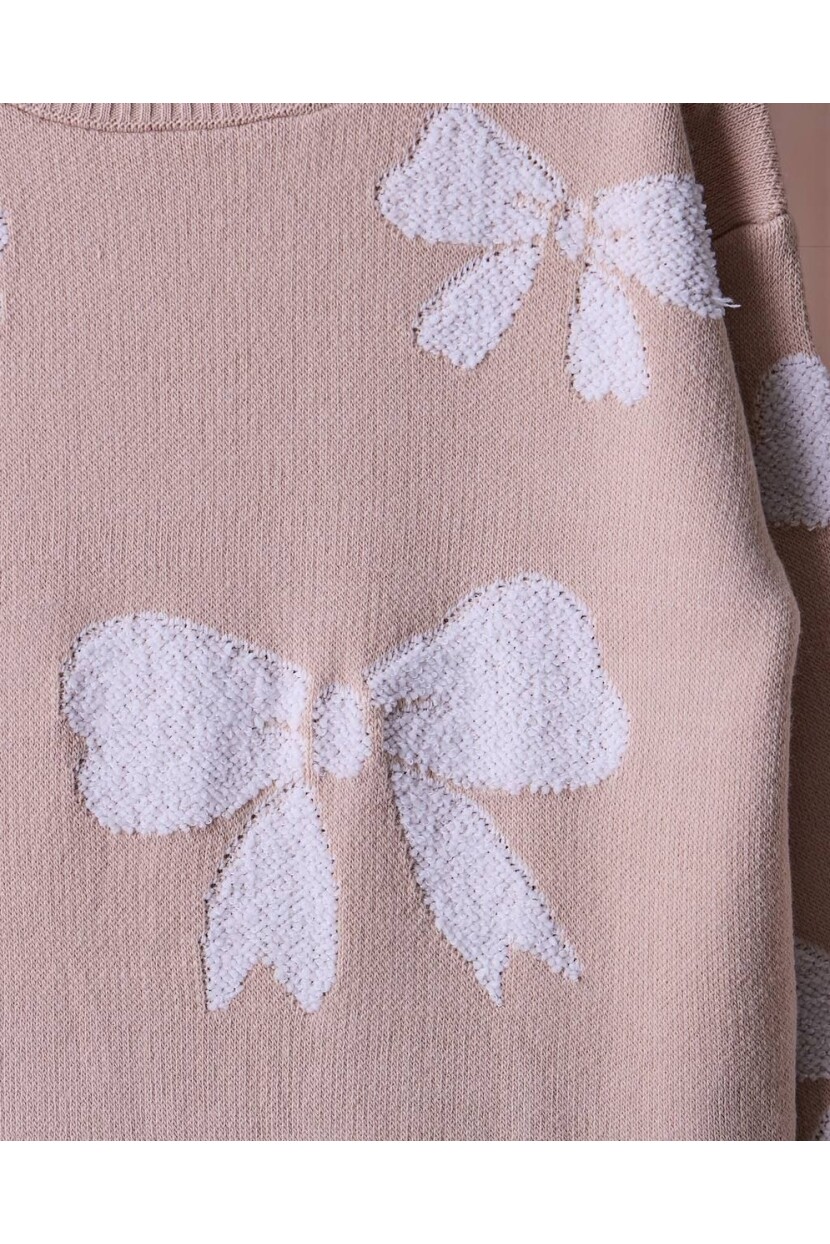 KIZ KREM FİYONKLU PİLELİ ETEK TRİKO TAKIM