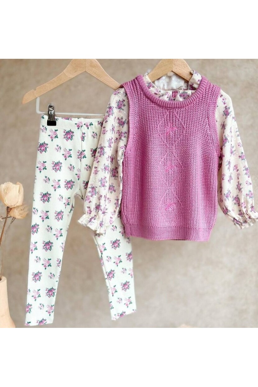 KIZ GÖMLEK YELEK DETAYLI TAYT TAKIM