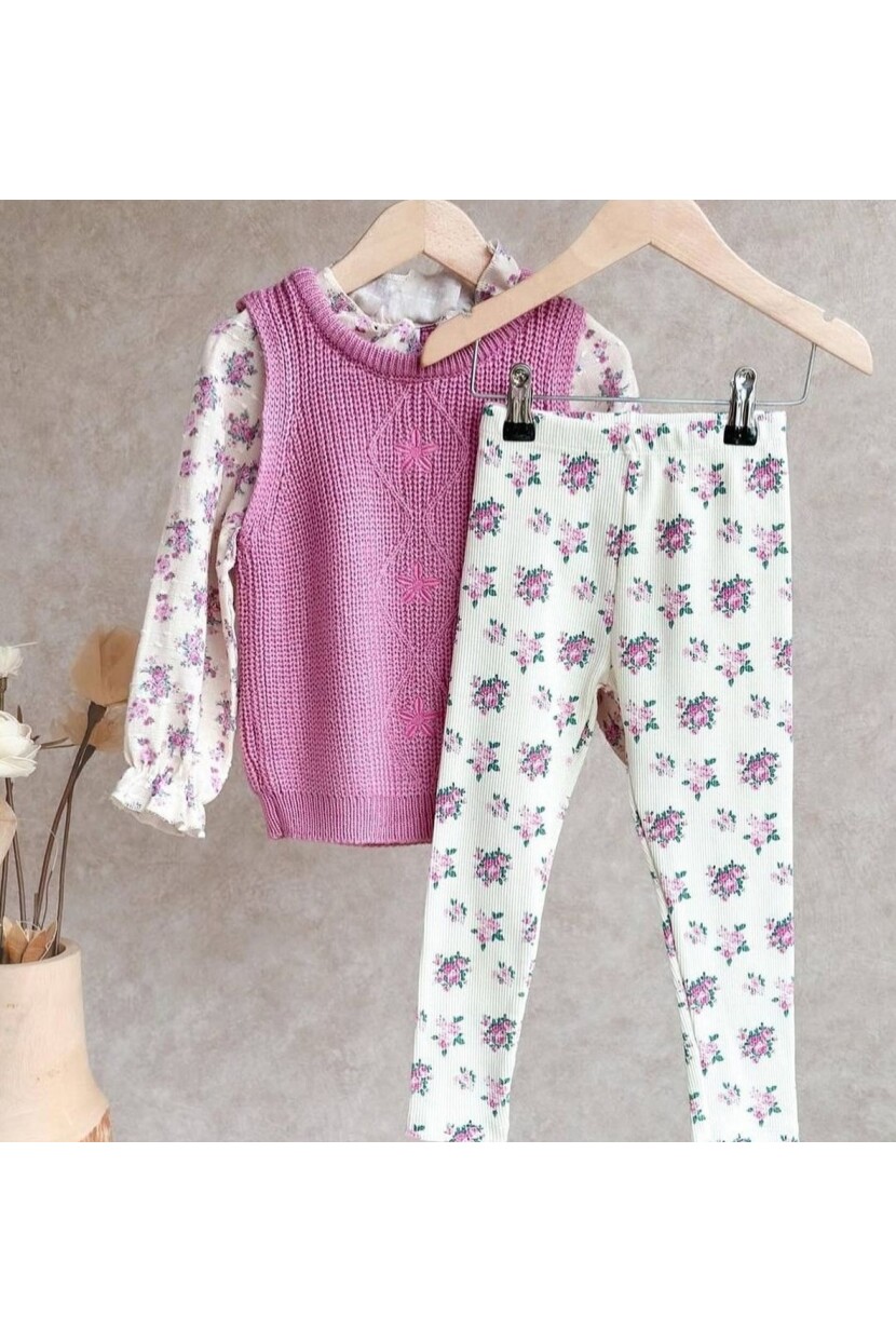 KIZ GÖMLEK YELEK DETAYLI TAYT TAKIM