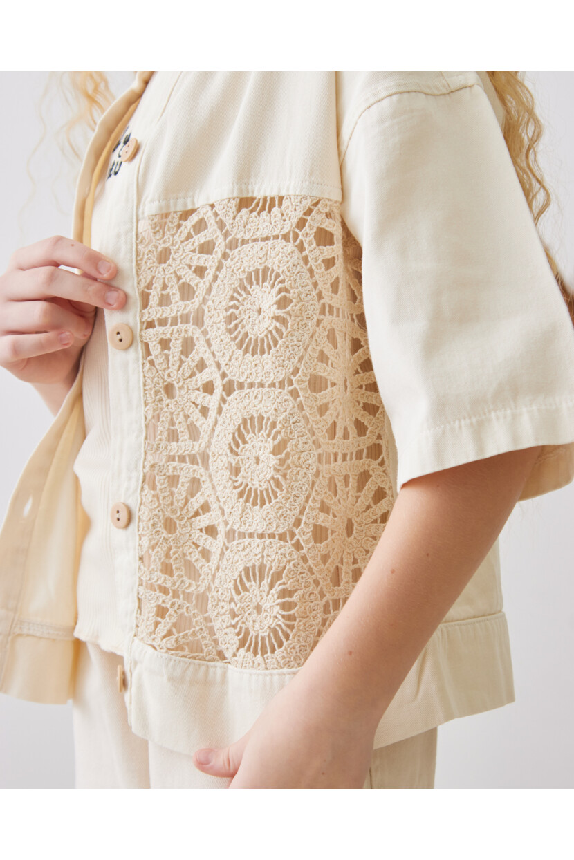 KIZ GÜPÜR DETAYLI CEKET-TSHİRT