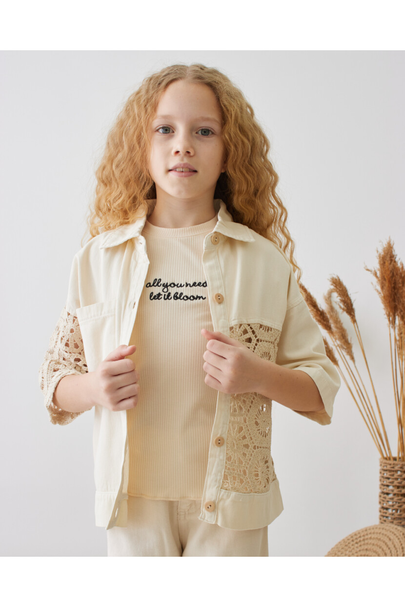 KIZ GÜPÜR DETAYLI CEKET-TSHİRT