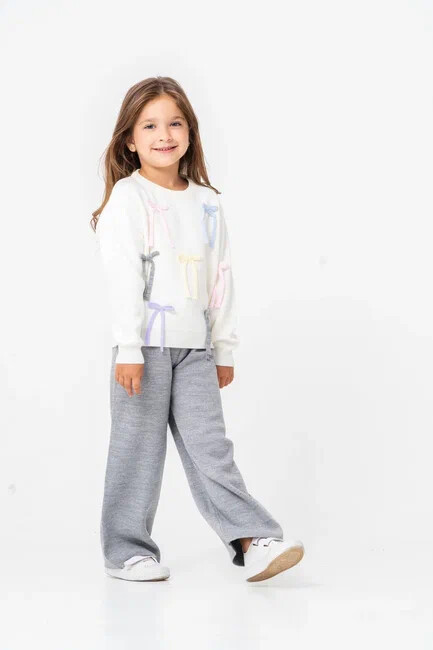 KIZ İP FİYONK DETAYLI  TRİKO TAKIM