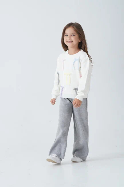 KIZ İP FİYONK DETAYLI  TRİKO TAKIM