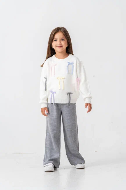 KIZ İP FİYONK DETAYLI  TRİKO TAKIM