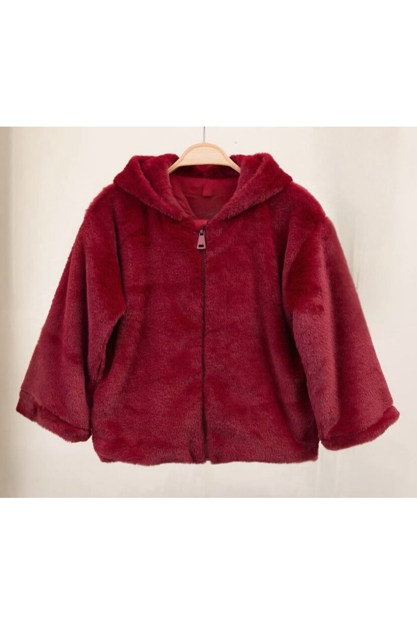 KIZ KAPŞONLU İÇİ PENYE ASTARLI PELUŞ MONT