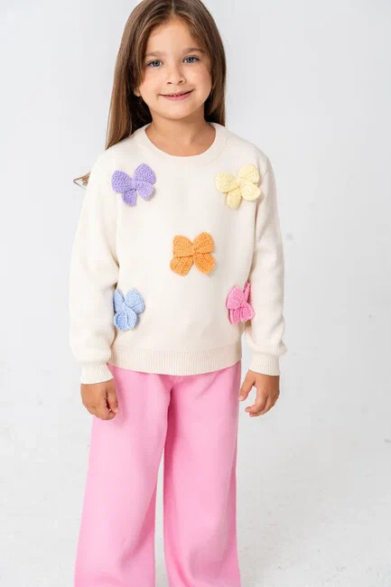 KIZ KELEBEK DETAYLI TRİKO TAKIM