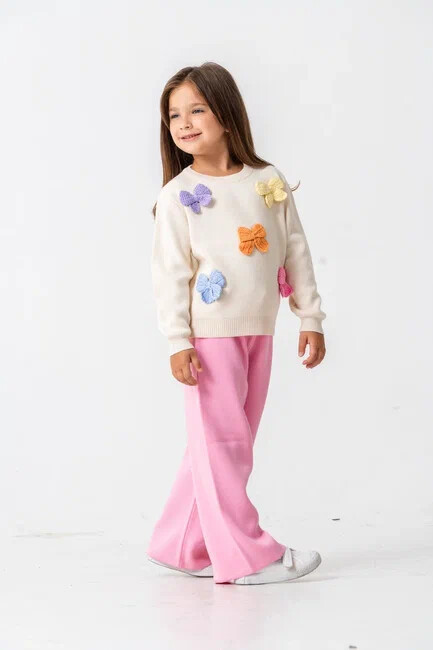 KIZ KELEBEK DETAYLI TRİKO TAKIM