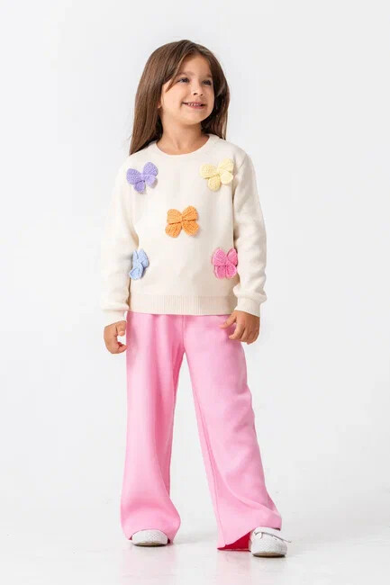 KIZ KELEBEK DETAYLI TRİKO TAKIM