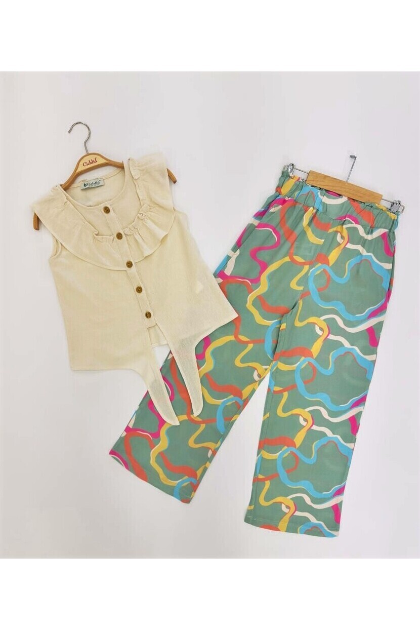 KIZ KETEN GÖMLEKLİ TAKIM