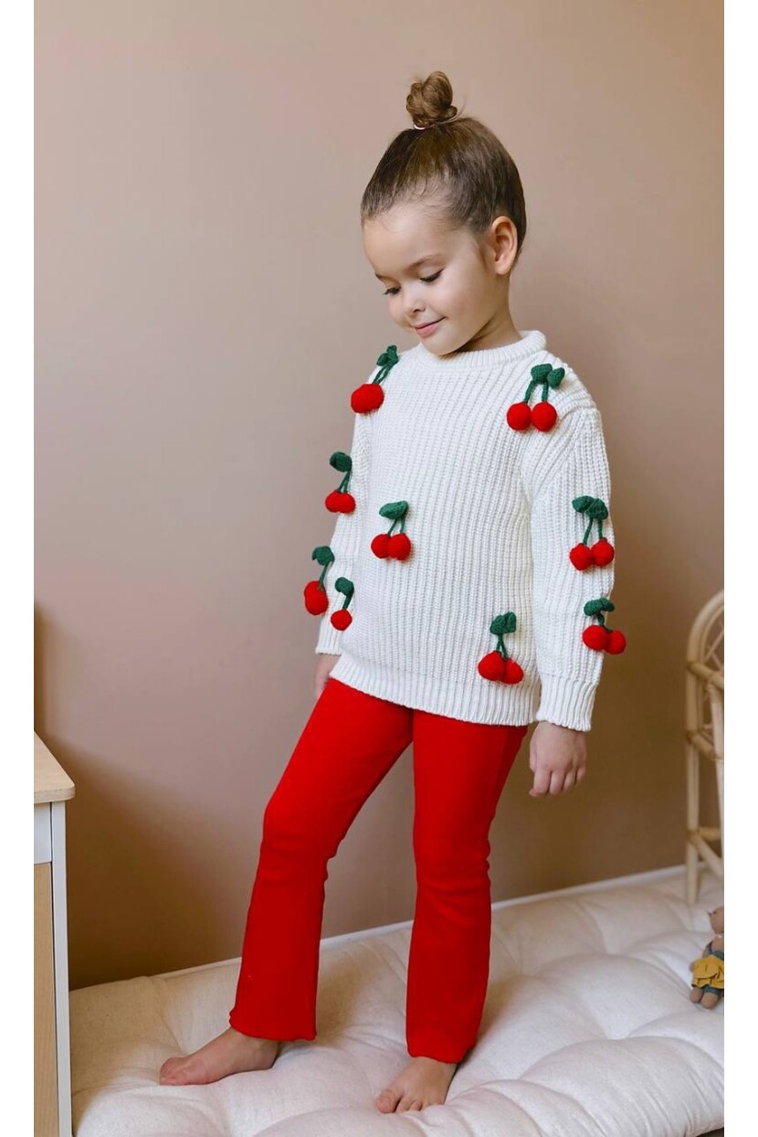 KIZ KİRAZ DETAYLI TAYTLI TRİKO TAKIM