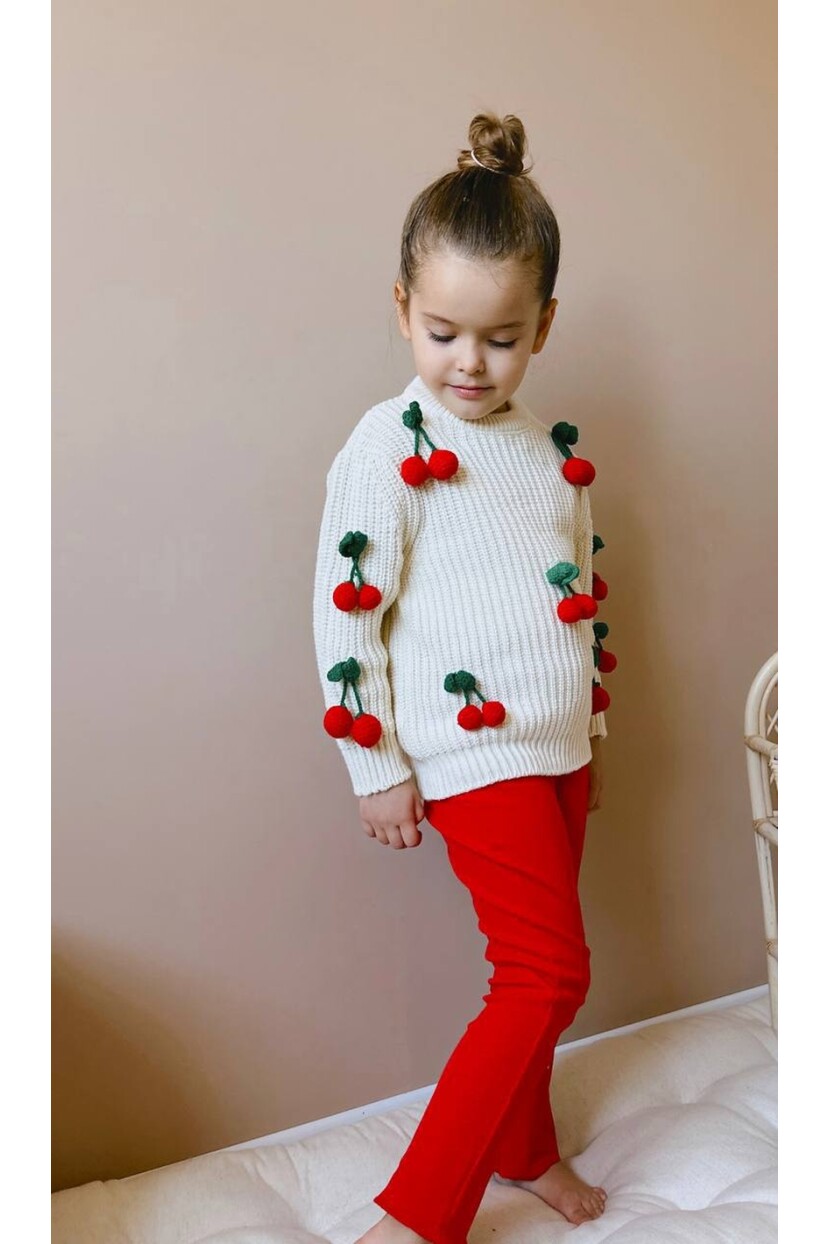KIZ KİRAZ DETAYLI TAYTLI TRİKO TAKIM