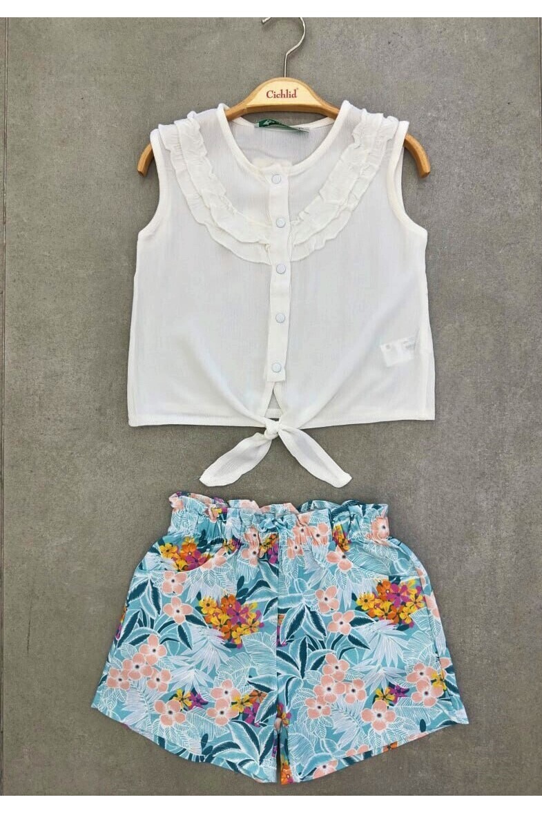 KIZ KOLSUZ GÖMLEKLİ ŞORTLU TAKIM