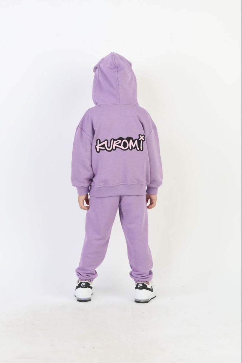 KIZ KUROMİ NAKIŞ DETAYLI KAPŞONLU TAKIM