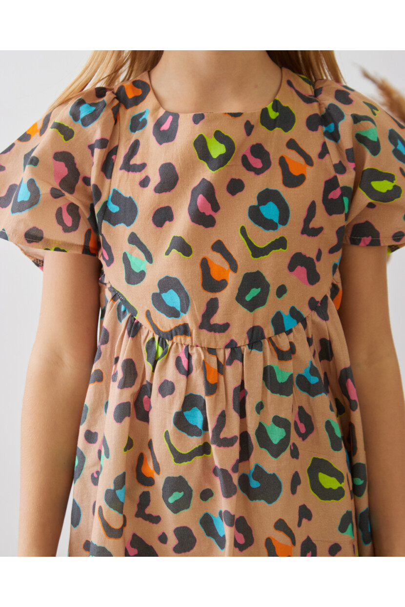 KIZ LEOPAR DESENLİ ELBİSE